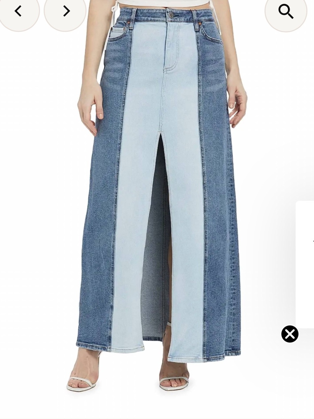 Alice + Olivia Rye Two-Tone Low Rise Maxi Jean Skirt Size 27 NWT